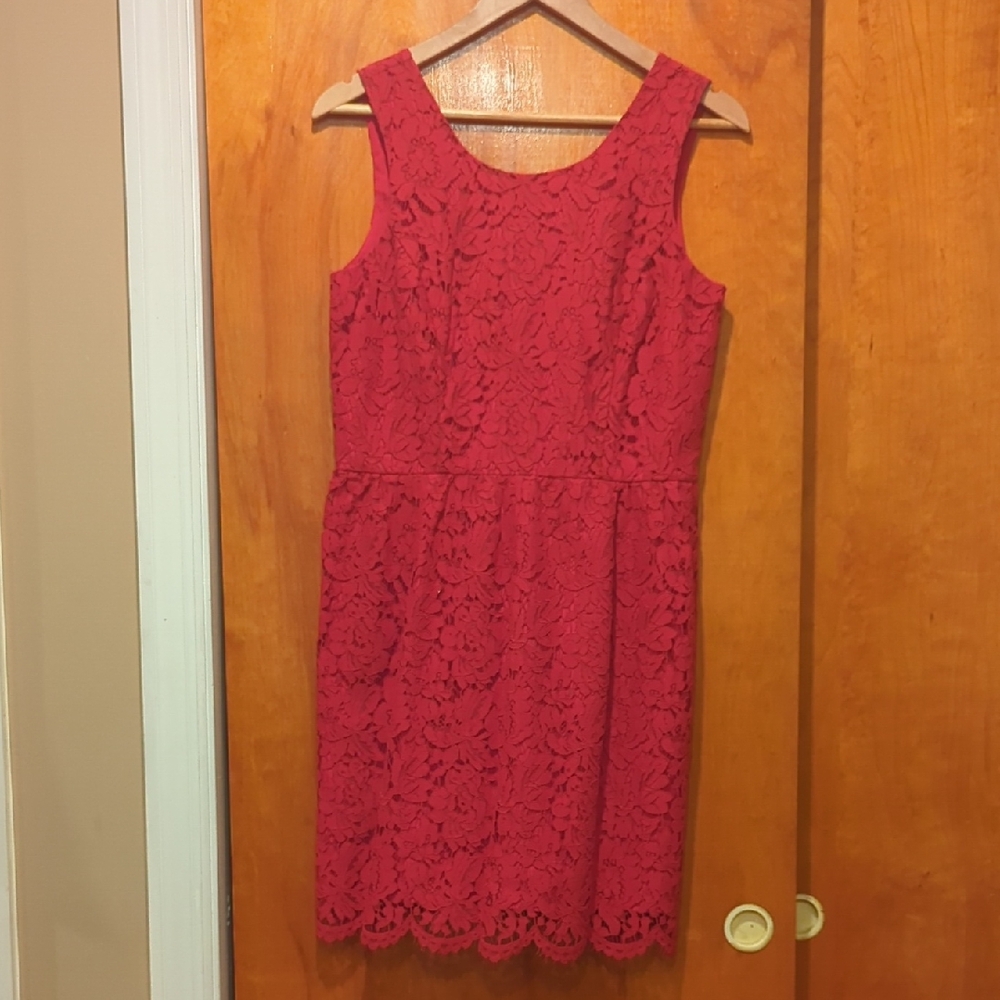 LOFT Red Lace Mini Dress